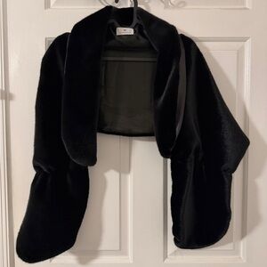 Black Faux Fur Evening Cape Wrap